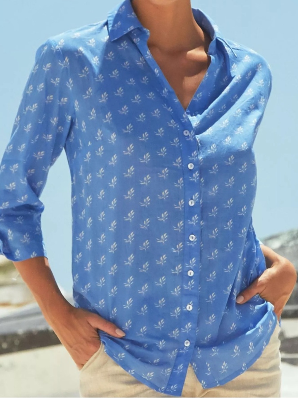 Aspiga Blue Willow Leaf Organic Cotton Shirt